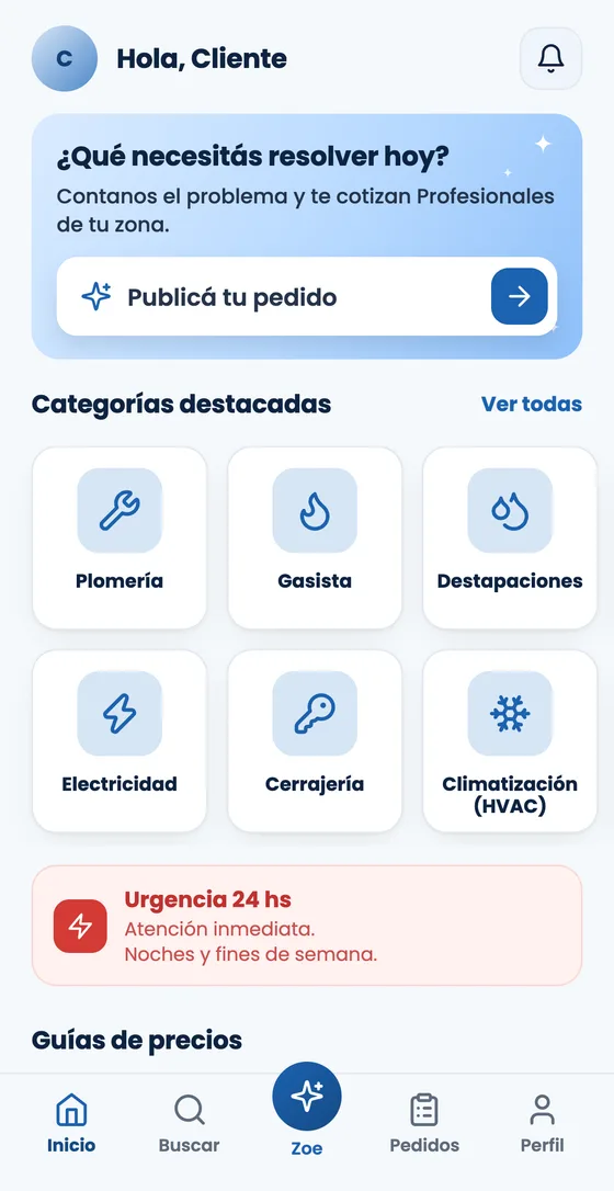 Pantalla de la app de Todo Resuelto